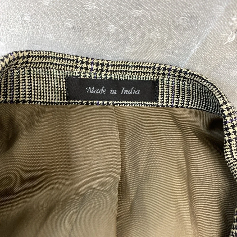 Lauren Ralph Lauren Blazer Men 46R Purple Tan Prince Edward Plaid‎ Silk Wool